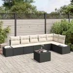Set de canapele pentru grădină 7 pcs Negru și Crem poliratan GartenMobel Dekor