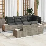 Set de canapele pentru grădină cu pernă 7 pcs Gri Rattan poli GartenMobel Dekor