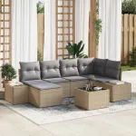 Set de canapele pentru grădină 7 pcs Bej și gri poliratan GartenMobel Dekor