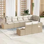 Set de canapele pentru grădină 8 pcs Bej și crem poliratan GartenMobel Dekor