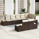 Set de canapele pentru grădină 8 pcs Maro și Crem poliratan GartenMobel Dekor