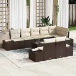 Set de canapele pentru grădină 9 pcs Maro și Crem poliratan GartenMobel Dekor