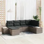 Set de canapele pentru grădină cu pernă 6 pcs Gri poliratan GartenMobel Dekor