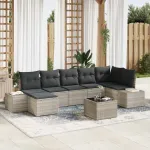 Set de canapele pentru grădină 8 pcs Gri deschis poliratan GartenMobel Dekor