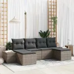 Set de canapele pentru grădină cu pernă 6 pcs Gri poliratan GartenMobel Dekor