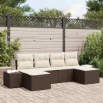 Set de canapele pentru grădină cu pernă 6 pcs Maro poliratan GartenMobel Dekor