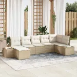 Set de canapele pentru grădină cu pernă 7 pcs Bej poliratan GartenMobel Dekor