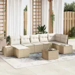 Set de canapele pentru grădină cu pernă 8 pcs Bej poliratan GartenMobel Dekor