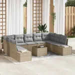 Set de canapele pentru grădină cu pernă 10 pcs Bej poliratan GartenMobel Dekor