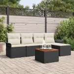 Set de canapele pentru grădină cu pernă 6 pcs Negru poliratan GartenMobel Dekor
