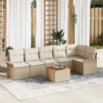 Set de canapele pentru grădină cu pernă 7 pcs Bej poliratan GartenMobel Dekor