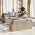 Set de canapele pentru grădină cu pernă 7 pcs Bej poliratan GartenMobel Dekor