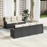 Set de canapele pentru grădină cu pernă 8 pcs Negru poliratan GartenMobel Dekor