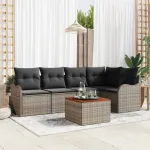 Set de canapele pentru grădină cu pernă 6 pcs Gri poliratan GartenMobel Dekor