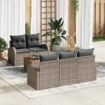 Set de canapele pentru grădină cu pernă 6 pcs Gri poliratan GartenMobel Dekor