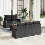 Set de canapele pentru grădină cu pernă 6 pcs Negru poliratan GartenMobel Dekor