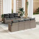Set de canapele pentru grădină cu pernă 8 pcs Gri poliratan GartenMobel Dekor