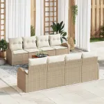 Set de canapele pentru grădină cu pernă 9 pcs Bej poliratan GartenMobel Dekor