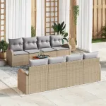 Set de canapele pentru grădină cu pernă 9 pcs Bej poliratan GartenMobel Dekor