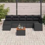 Set de canapele pentru grădină cu pernă 8 pcs Negru poliratan GartenMobel Dekor