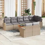 Set de canapele pentru grădină cu pernă 9 pcs Bej poliratan GartenMobel Dekor