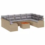 Set de canapele pentru grădină cu pernă 10 pcs Bej poliratan GartenMobel Dekor