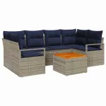Set de canapele pentru grădină cu pernă 7 pcs Gri poliratan GartenMobel Dekor