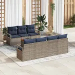 Set de canapele pentru grădină cu pernă 8 pcs Gri poliratan GartenMobel Dekor