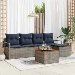 Set de canapele pentru grădină cu pernă 6 pcs Gri poliratan GartenMobel Dekor