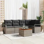 Set de canapele pentru grădină cu pernă 6 pcs Gri poliratan GartenMobel Dekor