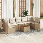 Set de canapele pentru grădină cu pernă 8 pcs Bej poliratan GartenMobel Dekor