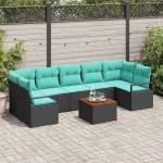 Set de canapele pentru grădină cu pernă 8 pcs Negru poliratan GartenMobel Dekor