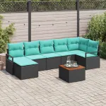 Set de canapele pentru grădină cu pernă 8 pcs Negru poliratan GartenMobel Dekor