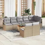 Set de canapele pentru grădină cu pernă 9 pcs Bej poliratan GartenMobel Dekor