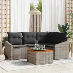 Set de canapele pentru grădină cu pernă 5 pcs Gri poliratan GartenMobel Dekor