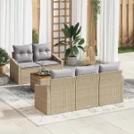 Set de canapele pentru grădină cu pernă 6 pcs Bej poliratan GartenMobel Dekor
