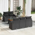 Set de canapele pentru grădină cu pernă 6 pcs Negru poliratan GartenMobel Dekor