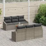 Set de canapele pentru grădină cu pernă 7 pcs Gri poliratan GartenMobel Dekor