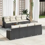 Set de canapele pentru grădină cu pernă 9 pcs Negru poliratan GartenMobel Dekor