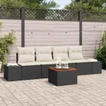 Set de canapele pentru grădină cu pernă 5 pcs Negru poliratan GartenMobel Dekor