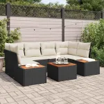 Set de canapele pentru grădină cu pernă 6 pcs Negru Rattan poli GartenMobel Dekor