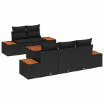 Set de canapele pentru grădină cu pernă 6 pcs Negru Rattan poli GartenMobel Dekor