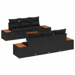 Set de canapele pentru grădină cu pernă 7 pcs Negru Rattan poli GartenMobel Dekor