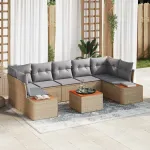 Set de canapele pentru grădină cu pernă 8 pcs Bej Rattan poli GartenMobel Dekor
