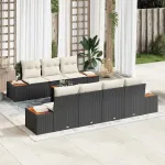 Set de canapele pentru grădină cu pernă 8 pcs Negru Rattan poli GartenMobel Dekor