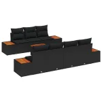 Set de canapele pentru grădină cu pernă 8 pcs Negru Rattan poli GartenMobel Dekor