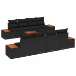 Set de canapele pentru grădină cu pernă 9 pcs Negru Rattan poli GartenMobel Dekor