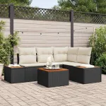 Set de canapele pentru grădină cu pernă 5 pcs Negru Rattan poli GartenMobel Dekor