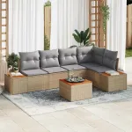 Set de canapele pentru grădină cu pernă 6 pcs Bej Rattan poli GartenMobel Dekor
