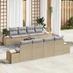 Set de canapele pentru grădină cu pernă 9 pcs Bej Rattan poli GartenMobel Dekor